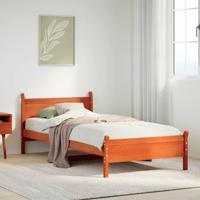 Bedframe zonder matras massief grenenhout wasbruin 90x200 cm