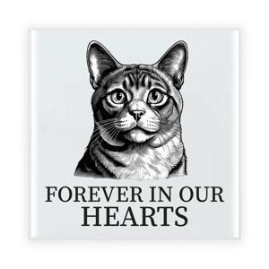 Herdenking cadeau tegel kattenliefhebber - Munchkin kat/poes - zwart/wit - keramiek - 15 cm