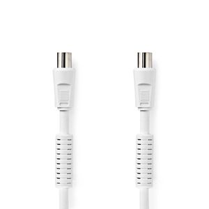Coaxkabel | IEC (Coax) Male | IEC (Coax) Female | Vernikkeld | 120 dB | 75 Ohm | Viervoudig Afgeschermd | 2.00 m | Rond | PVC | Wit