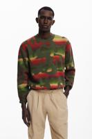 Gestreepte trui met dierenprint - GREEN - S
