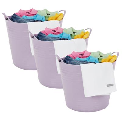 Excellent houseware Flexibele kuip / emmer - 3x - lila paars - 27 liter - kunststof - 42 x 35 cm Excellent houseware Flexibele kuip / emmer - 3x - lila paars - 27 liter - kunststof - 42 x 35 cm