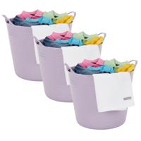 Excellent houseware Flexibele kuip / emmer - 3x - lila paars - 27 liter - kunststof - 42 x 35 cm