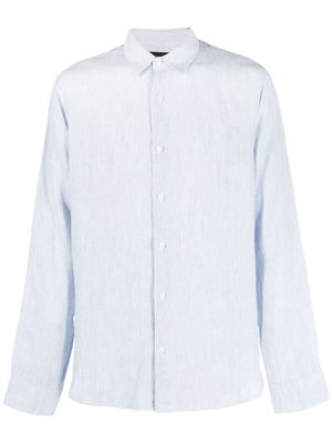 Vince chemise rayée en lin à boutonnière - Bleu