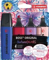 STABILO BOSS ORIGINAL NatureCOLORS Wildflower markeerstift, etui van 4 stuks, assorti