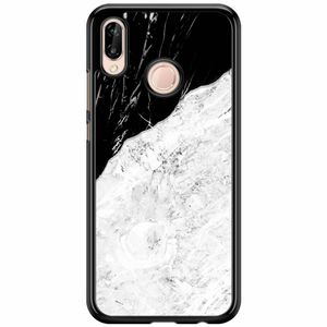 Huawei P20 Lite hoesje - Marmer zwart grijs
