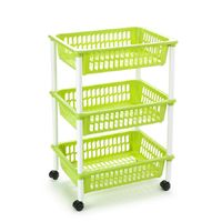 Opberg organiser trolleys/roltafels met 3 manden 62 cm in het groen