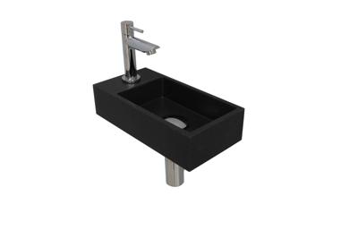 Fonteinset INK Versus 36x18x9 cm Quartz Zwart Met Kraangat Links Chroom
