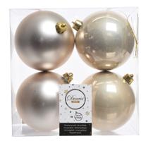 Decoris Kerstballen - 4x st - licht parel/champagne - 10 cm - kunststof - kerstversiering - thumbnail