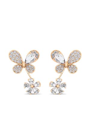 David Morris boucles d'oreilles en or 18ct pavées de diamants - Rose