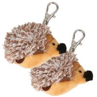 Nature Planet Egel sleutelhanger - 2x - pluche knuffel dier - 5 cm - tuin dieren