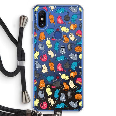 Kleurrijke katten: Xiaomi Mi Mix 3 Transparant Hoesje met koord