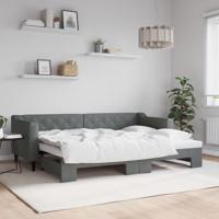 Slaapbank met onderschuifbed 80x200 cm stof donkergrijs