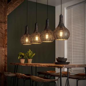 Hanglamp Goran Kegel, 4-lamps - Zwart bruin