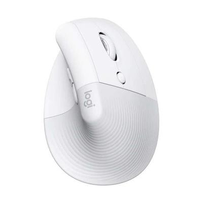 Logitech Lift Ergonomische verticale draadloze muis, Bluetooth of Logi Bolt USB-ontvanger, stil - gebroken wit