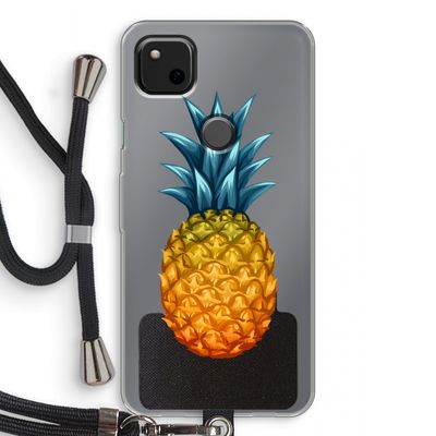 Grote ananas: Pixel 4a Transparant Hoesje met koord