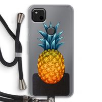 Grote ananas: Pixel 4a Transparant Hoesje met koord