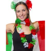 Hawaii krans rood, groen en wit - D30 cm - bloemenslinger - bloemenkrans - Italie
