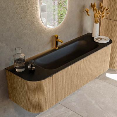 Badmeubel Mondiaz Kurve | 150 cm | Meubelkleur Oak | Wastafelkleur Urban | Midden spoelbak | 1 kraangat