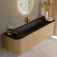 Badmeubel Mondiaz Kurve | 150 cm | Meubelkleur Oak | Wastafelkleur Urban | Midden spoelbak | 1 kraangat