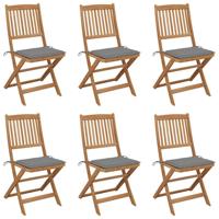 Tuinstoelen 6 st inklapbaar met kussens massief acaciahout