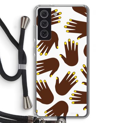 Hands dark: Samsung Galaxy S21 FE Transparant Hoesje met koord