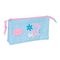 Pennenetui met 3 vakken BlackFit8 Smile Roze Licht Blauw 22 x 12 x 3 cm