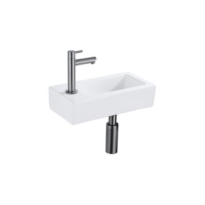 Fortifura Fuente fonteinset - 36x18.5x9cm - 1 kraangat - solid surface - fonteinkraan gunmetal - mat wit SW696237/SW696207/SW696217/SW705498
