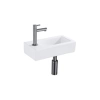 Fortifura Fuente fonteinset - 36x18.5x9cm - 1 kraangat - solid surface - fonteinkraan gunmetal - mat wit SW696237/SW696207/SW696217/SW705498 Fortifura Fuente fonteinset - 36x18.5x9cm - 1 kraangat - solid surface - fonteinkraan gunmetal - mat wit SW696237/SW696207/SW696217/SW705498