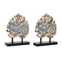 Decoratieve figuren DKD Home Decor 14,5 x 4 x 18,5 cm Blauw Turkoois Tropisch Hagedis Decapé (2 Stuks)