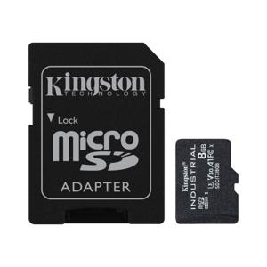 Kingston microSDHC Industrial C10 A1 pSLC-kaart + SD-adapter 8GB