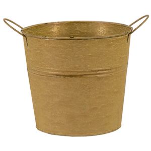 Mega Collections Emmer/plantenpot - zink - oud goud - D18 x H16 cm   -