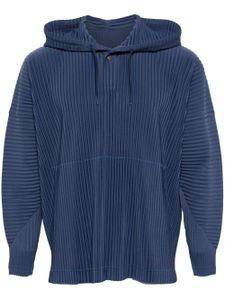 Homme Plissé Issey Miyake hoodie plissé à lien de resserrage - Bleu