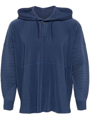 Homme Plissé Issey Miyake Geplooide hoodie met trekkoord - Blauw
