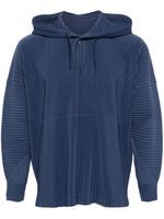 Homme Plissé Issey Miyake hoodie plissé à lien de resserrage - Bleu