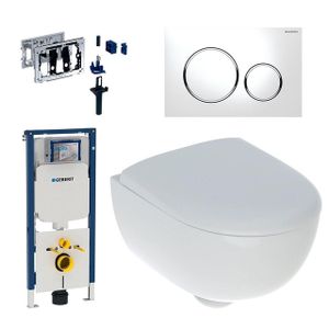 Geberit Renova compact Toiletset - UP720 ruimtewinnend reservoir - 8cm diepspoel - rimfree - softclose - witte bedieningsplaat - duofresh toiletstickhouder SW48827 / SW418317 / SW53743 / SW296553