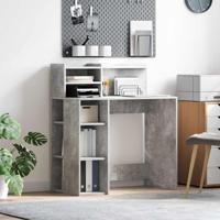 Bureau met plank Beton Grijs 90 x 48 x 101,5 cm Bewerkt hout