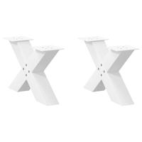 Salontafelpoten 2 st X-vormig 60x(30-31) cm staal wit - thumbnail