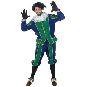 Pietenpak roetveeg Piet Luxe - groen/blauw - pieten verkleed kostuum 4-delig - unisex