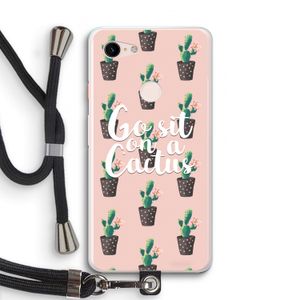 Cactus quote: Pixel 3 XL Transparant Hoesje met koord