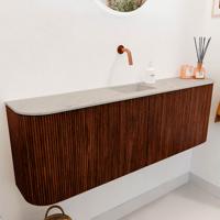 Toiletmeubel Mondiaz Joya Dlux | 123.2 cm | Meubelkleur Ruby | Faye wastafel Opalo Wasbak Midden | Zonder kraangat(en)