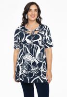 Yoek Shirt flare SKETCH | Blauw | Maat 46/48