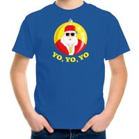 Kerst t-shirt voor kinderen - Kerstman - blauw - Yo Yo Yo - thumbnail