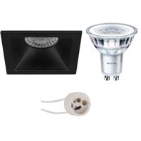 Philips LED Spot Set GU10 - Mat Zwart - Vierkant Inbouw - Warm Wit 3000K