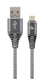 Premium micro-USB laad- & datakabel &apos;katoen&apos;, 1 m, spacegrey/wit