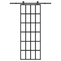 VidaXL Schuifdeur met beslag 76x205 cm esg-glas en aluminium