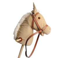 Houten stokpaard met geluid - wit