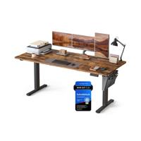 Elektrisch in Hoogte Verstelbaar Bureau - Stijlvol, Stil & Ergonomisch, Vintage bruin + inktzwart / 80T x 180B x (72-120)H cm