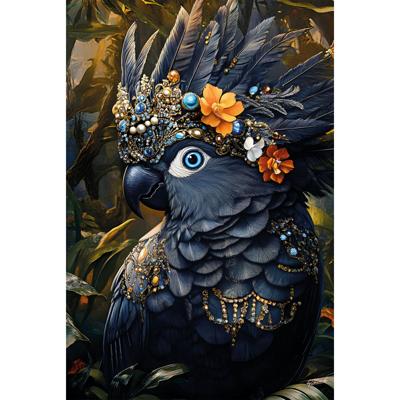 Glasschilderij Papegaai met sierraden 80x120