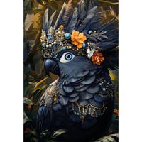 Glasschilderij Papegaai met sierraden 80x120