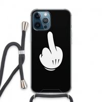 Middle finger black: iPhone 13 Pro Max Transparant Hoesje met koord